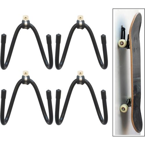  YYST Skateboard Wall Mount Wall Hanger Rack Storage Display - W/ Hardware - No Board Included - W Style - 4/PK