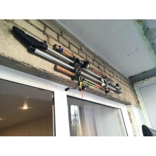  YYST Horizontal Fishing Rod Storage Rack Holder Wall Mount W Screws - No Fishing Rod- to Hold 8 Fishing Rods
