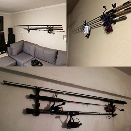  YYST Horizontal Fishing Rod Storage Rack Holder Wall Mount W Screws - No Fishing Rod- to Hold 8 Fishing Rods