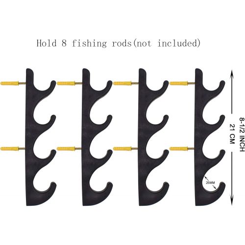  YYST Horizontal Fishing Rod Storage Rack Holder Wall Mount W Screws - No Fishing Rod- to Hold 8 Fishing Rods