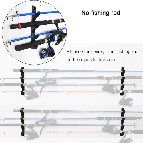  YYST Horizontal Fishing Rod Storage Rack Holder Wall Mount W Screws - No Fishing Rod- to Hold 8 Fishing Rods