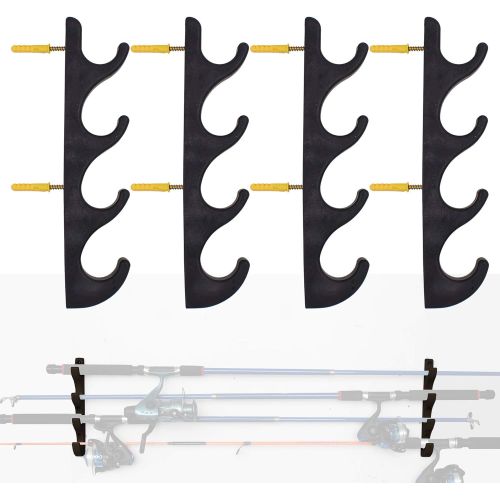  YYST Horizontal Fishing Rod Storage Rack Holder Wall Mount W Screws - No Fishing Rod- to Hold 8 Fishing Rods