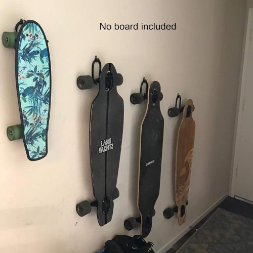  YYST Skateboard Wall Mount Skateboard Wall Hanger Storage Rack Flexible Hanger - Fit Cruiser Boards , Skateboards, Penny Boards , Longboards,etc- W Style - No Board -2/PK