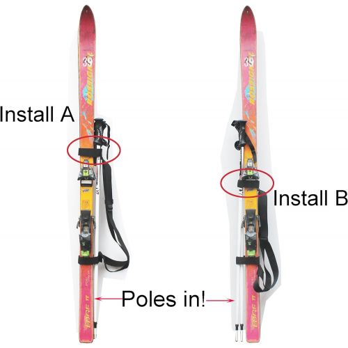  YYST Ski Tote Skis and Poles Backpack Carrier Ski and Pole Carry Sling Strap ski Shoulder Strap -Hold Your Poles Together -Free Your Hand! Stronger Than One Single Sling.