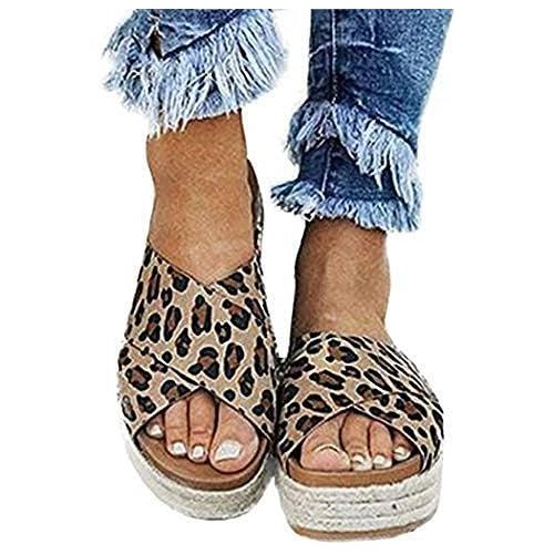  [아마존 핫딜]  [아마존핫딜]YYW Womens Platform Espadrilles Slide Sandals Criss Cross Slide-on Open Toe Faux Leather Studded Summer Flat Sandals