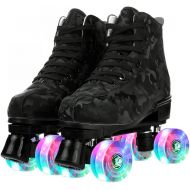 YYW Roller Skates Camouflage Skating Shoes High-top Four-Wheel Women Roller Skates Double Row Indoor Outdoor Roller Skating