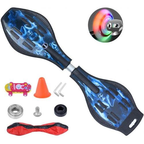  YYW Junior Caster Board Caster Boards with Illuminating Wheels Multi-Color Cool Wiggle Board Skateboard Flashing LED Wheels for Men and Women