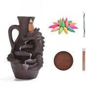 인센스스틱 YYW Backflow Incense Burner Holder Handmade Dragon Surround Bottle Decor Fountain Waterfall Incense Holder with 20 Backflow Incense Cones 30 Incense Sticks 1 Tweezer 1 Mat for Indoor M