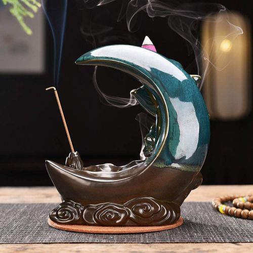  인센스스틱 YYW Backflow Incense Burner Incense Cone Burner Home Ornament Decoration Handicraft with 20 Backflow Incense Cones 30 Incense Sticks (Fish 01)