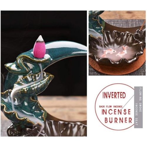  인센스스틱 YYW Backflow Incense Burner Incense Cone Burner Home Ornament Decoration Handicraft with 20 Backflow Incense Cones 30 Incense Sticks (Fish 01)