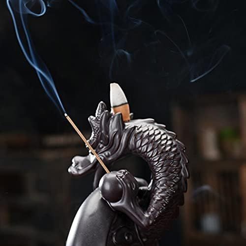  인센스스틱 YYW Dragon Backflow Incense Holder Waterfall Incense Burner, Smoke Incense Holder,with 20 Backflow Incense Cones+30 Incense Stick,1 Mat,1 Tweezers Aromatherapy Ornament Home Decor (Blu