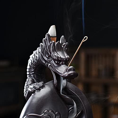  인센스스틱 YYW Dragon Backflow Incense Holder Waterfall Incense Burner, Smoke Incense Holder,with 20 Backflow Incense Cones+30 Incense Stick,1 Mat,1 Tweezers Aromatherapy Ornament Home Decor (Blu