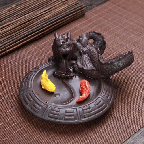  인센스스틱 KYIS Ceramic Backflow Incense Burner Dragon Incense Cone Sticks Holder Waterfall Burner for Aromatherapy Ornament Home Home Office Yoga (Dragon and Fish)