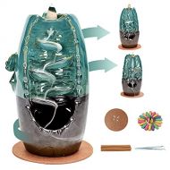 인센스스틱 YYW Three Sided Incense Holder Waterfall Ceramic Incense Holder Incense Backflow Burner with 200 Incense Cones+30 Incense Sticks+1 Tweezer+1 Mat