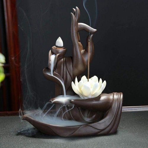  인센스스틱 YYW Lotus Incense Cone Holder, Waterfall Ceramic Backflow Incense Burner Incense Stick Holder for Home Decor Gift with 120pcs Backflow Incense Cones