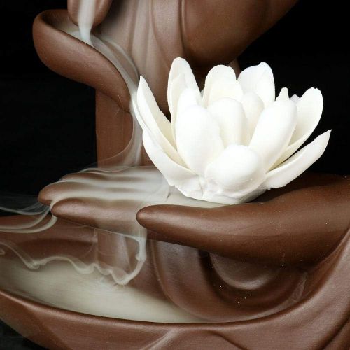  인센스스틱 YYW Lotus Incense Cone Holder, Waterfall Ceramic Backflow Incense Burner Incense Stick Holder for Home Decor Gift with 120pcs Backflow Incense Cones