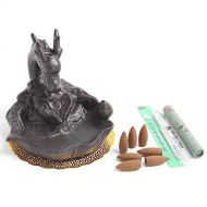 인센스스틱 YYW Dragon Backflow Incense Burner, Handmade Cone Sticks Incense Holder Home Decor Ceramic Backflow Incense Holder with 10 pcs Incense Cones 16x15.5cm