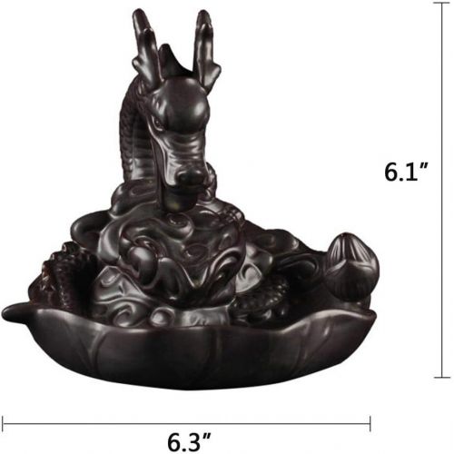  인센스스틱 YYW Dragon Backflow Incense Burner, Handmade Cone Sticks Incense Holder Home Decor Ceramic Backflow Incense Holder with 10 pcs Incense Cones 16x15.5cm