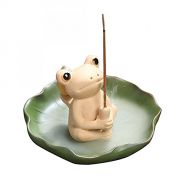 인센스스틱 YYW Backflow Incense Burner Small Frog Incense Cone Sticks Holder Lotus Leaf Tray Ceramic Incense Burner Holder Home Decor