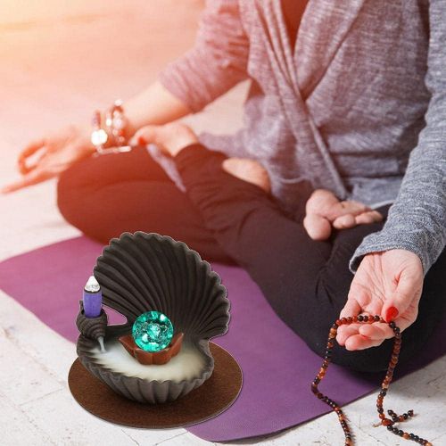  인센스스틱 YYW Incense Holder Waterfall Shell Incense Burner Backflow Incense Censer with 20 Incense Cones+30 Incense Sticks+1 Tweezer+1 Mat for Home Fragrance