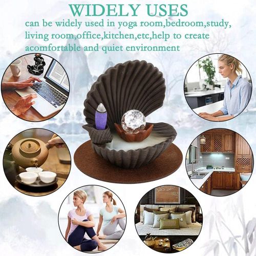  인센스스틱 YYW Incense Holder Waterfall Shell Incense Burner Backflow Incense Censer with 20 Incense Cones+30 Incense Sticks+1 Tweezer+1 Mat for Home Fragrance