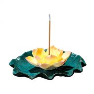 인센스스틱 YYW Incense Stick Holder Ceramic Lotus Burner Elegant Glaze Ash Incense Stick Burner Tray Decorative Bowl with 60 Sticks for Home Decor Yoga Meditation (Yellow Lotus)