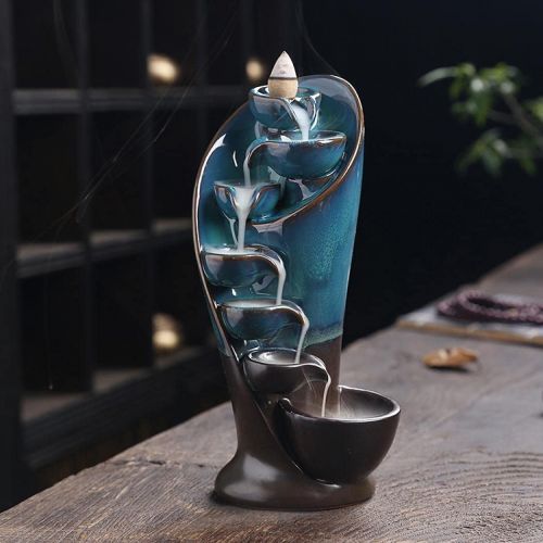  인센스스틱 YYW Backflow Incense Burner Holder Handmade Statue Decor Fountain Waterfall Incense Holder with 20 Backflow Incense Cones 30 Incense Sticks 1 Tweezer 1 Mat for Indoor Meditation Yoga (