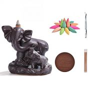 인센스스틱 YYW Elephant Backflow Incense Holder Porcelain Waterfall Incense Burner Incense Stick Holder with Incense Cones, Incense Stick for Ornament Home Decor