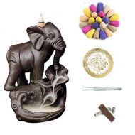 인센스스틱 YYW Elephant Porcelain Backflow Incense Burner Backflow Incense Holder Incense Cone Incense Sticks Holder Home Decor Gift Sets with 120 Pcs Cones, 30 Incense Sticks, 1Mat, 1Tweezers