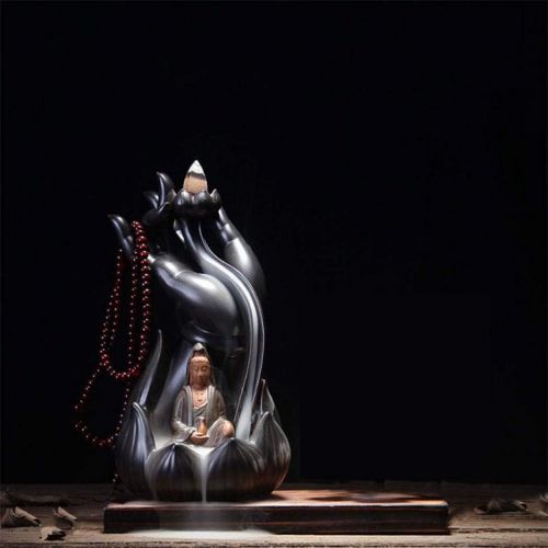  인센스스틱 YYW Porcelain Backflow Incense Holder Buddhist Smoke Waterfall Incense Cone Incense Sticks Holder Backflow Incense Burner for Aromatherapy Ornament Home and Office Decor (C)