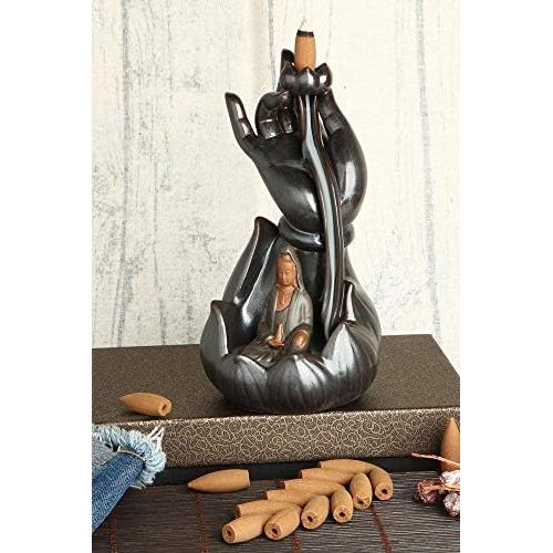  인센스스틱 YYW Porcelain Backflow Incense Holder Buddhist Smoke Waterfall Incense Cone Incense Sticks Holder Backflow Incense Burner for Aromatherapy Ornament Home and Office Decor (C)