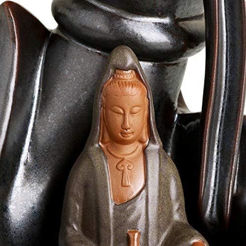  인센스스틱 YYW Porcelain Backflow Incense Holder Buddhist Smoke Waterfall Incense Cone Incense Sticks Holder Backflow Incense Burner for Aromatherapy Ornament Home and Office Decor (C)