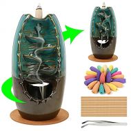 인센스스틱 YYW Waterfall Double Sided Incense Holder Ceramic Smoke Backflow Incense Holder+200 Incense Cones+1 set Incense Sticks+1 Tweezers + 1 Mat (Waterfall Double Sided Incense Holder 317)