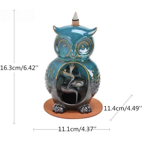  인센스스틱 YYW Backflow Incense Burner Holder Ceramic Owl Fountain Waterfall Incense Holder Handmade Home Decor with 20 Backflow Incense Cones 30 Incense Sticks 1 Tweezer 1 Mat for Indoor Meditat