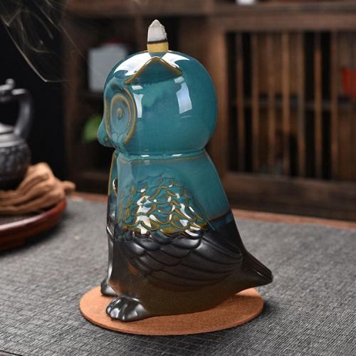  인센스스틱 YYW Backflow Incense Burner Holder Ceramic Owl Fountain Waterfall Incense Holder Handmade Home Decor with 20 Backflow Incense Cones 30 Incense Sticks 1 Tweezer 1 Mat for Indoor Meditat