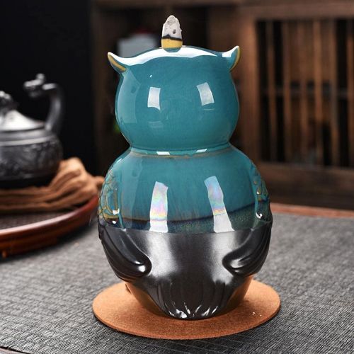  인센스스틱 YYW Backflow Incense Burner Holder Ceramic Owl Fountain Waterfall Incense Holder Handmade Home Decor with 20 Backflow Incense Cones 30 Incense Sticks 1 Tweezer 1 Mat for Indoor Meditat