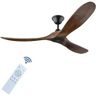 YZEENM 60 Inch Ceiling Fan with Remote, 6 Speed Inverter Silent Ceiling Fan no Light, Energy Efficient Dc Motor, 3 Blade Moisture-Proof Wood, Indoor/Outdoor Modern Farmhouse Ceilin