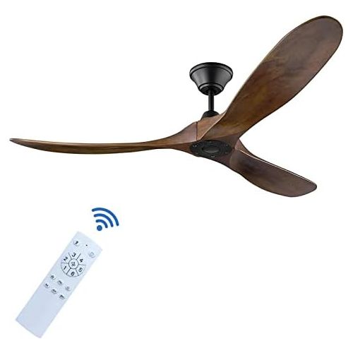  YZEENM 60 Inch Ceiling Fan with Remote, 6 Speed Inverter Silent Ceiling Fan no Light, Energy Efficient Dc Motor, 3 Blade Moisture-Proof Wood, Indoor/Outdoor Modern Farmhouse Ceilin