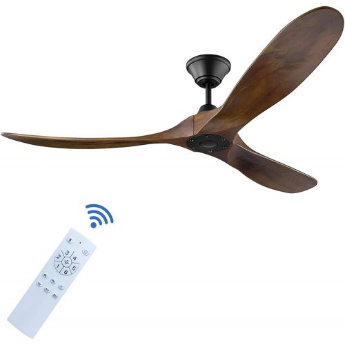  YZEENM 60 Inch Ceiling Fan with Remote, 6 Speed Inverter Silent Ceiling Fan no Light, Energy Efficient Dc Motor, 3 Blade Moisture-Proof Wood, Indoor/Outdoor Modern Farmhouse Ceilin