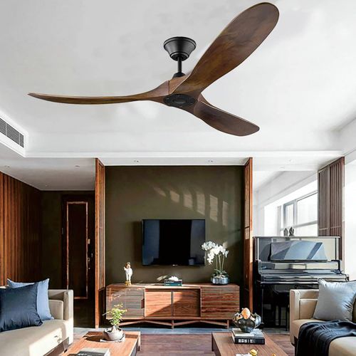  YZEENM 60 Inch Ceiling Fan with Remote, 6 Speed Inverter Silent Ceiling Fan no Light, Energy Efficient Dc Motor, 3 Blade Moisture-Proof Wood, Indoor/Outdoor Modern Farmhouse Ceilin