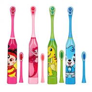 YZS Children Electric Toothbrush Cartoon Pattern Double-sided Tooth Brush Electric Teeth Brush For Kids with...