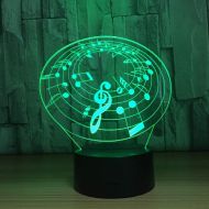 YZYDBD 3D Night Light Optical Illusion 3D Music Notation Lamp 3D Night Light with 7 Color Changing Touch USB Desk Table Mood Lamp Home Decor Gift