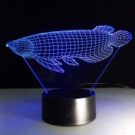 YZYDBD 3D Night Light Optical Illusion Fish 3D LED Lamp USB Night Light with Touch Table Lamp 3D Illusion LED Atmosphere Mood lamp