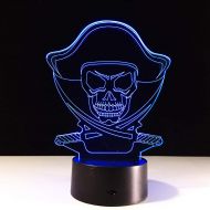 YZYDBD 3D Night Light Optical Illusion Skull Man 3D Night Light with 7 Color Changing Touch USB Desk Table Mood Lamp for Halloween Decorations