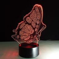 YZYDBD 3D Night Light Optical Illusion 3D LED Night Light Animal Butterfly Mood Lamp 7 Color USB Illusion Table Lamp for Home Decor with Touch Switch Xmas Gift