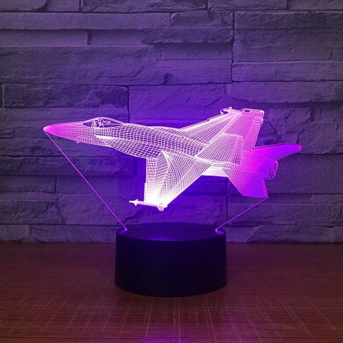  YZYDBD 3D Night Light Optical Illusion Air Plane 3D Light LED Table Lamp Illusion 3D Night Light 7 Colors Changing Mood Lamp 3AA Battery Powered USB Aircraft Lamp