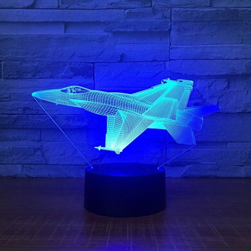  YZYDBD 3D Night Light Optical Illusion Air Plane 3D Light LED Table Lamp Illusion 3D Night Light 7 Colors Changing Mood Lamp 3AA Battery Powered USB Aircraft Lamp