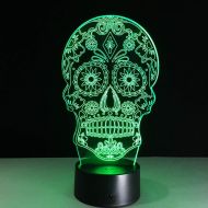 YZYDBD 3D Night Light Optical Illusion Night Lamp,Skull Face 3D Night Light Touch Switch 7 Color Changing Led Table Lamp 5V USB Night Light Home Bar Art Decoration Mood Lighting