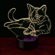 YZYDBD 3D Night Light Optical Illusion Night Lamp,Cute Cat Animal 3D Night Light Animal Changeable Mood Lamp Led 7 Colors USB 3D Illusion Table Lamp for Home Decorative As Kids Toy
