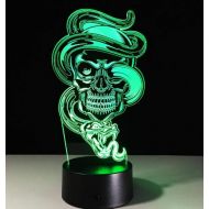YZYDBD 3D Night Light Optical Illusion Night Lamp,Halloween Skull 3D USB Led Night Light 7 Colors Changing Mood Lamp Touch Button Kids Bedroom Lamp